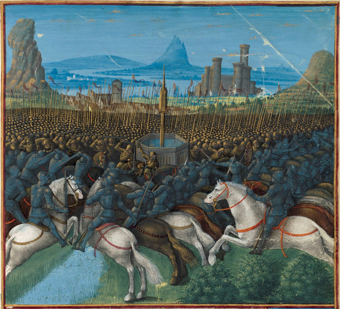 Caballeros cruzados en combate
