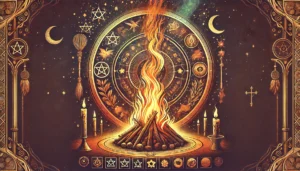 Tu Blog Espiritual 2 DALL·E 2025 01 02 18.26.35 Crea una imagen con una paleta de colores calidos y estilo mistico que represente Rituales y Proteccion Espiritual. La imagen debe mostrar un sahumeri