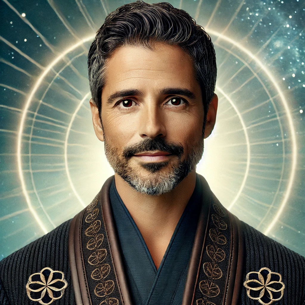 Andres Ramirez 1 DALL·E 2025 03 12 22.53.00 A professional looking portrait of a 38 year old male spiritual guide named Andres Ramirez. He has a confident and wise expression with deep eyes tha